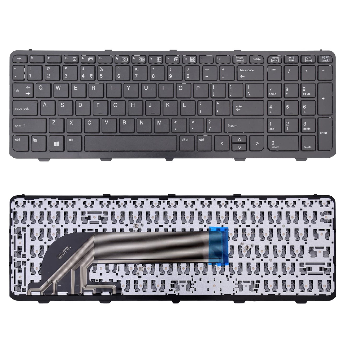 SUNMALL New Laptop Keyboard Replacement with Frame, Compatible with HP Probook 450 G0, 450 G1, 450 G2, 455 G1, 455 G2, 470 G0, 470 G1, 470 G2 Series