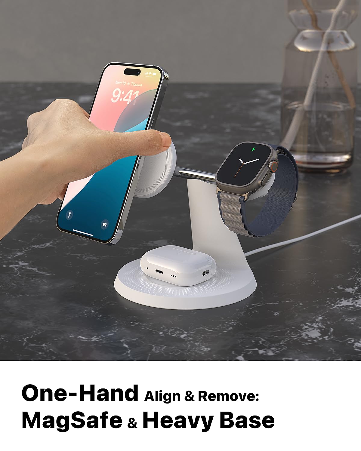 3 in 1 Wireless Charging Station for Apple Device: Fast Charging Station for iPhone and Watch with MagSafe, Stable Charger Stand for iPhone 12-16