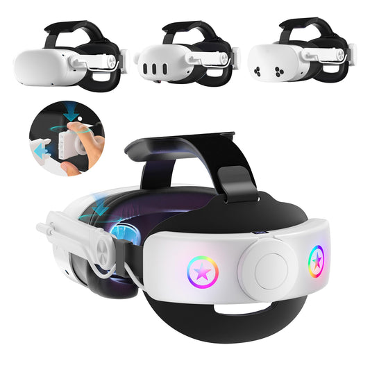 WOUNMTT VR Head Set Strap with 10000mAh Battery for Meta Quest 3/3S - Patented One-Click Release, Adjustable Detachable Design Compatible with Quest 2
