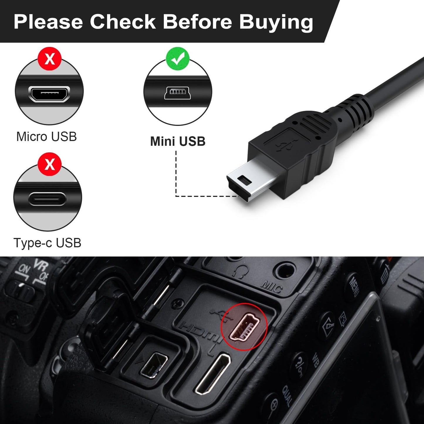 Gneinour UC-E4 USB Cable Compatible with Nikon D40 D40X D50 D60 D70 D70S D80 D90 D100 D200 D300 D300S D610 D700 D3000 D3100 D7000 D1H D2X D2H D2HS D3