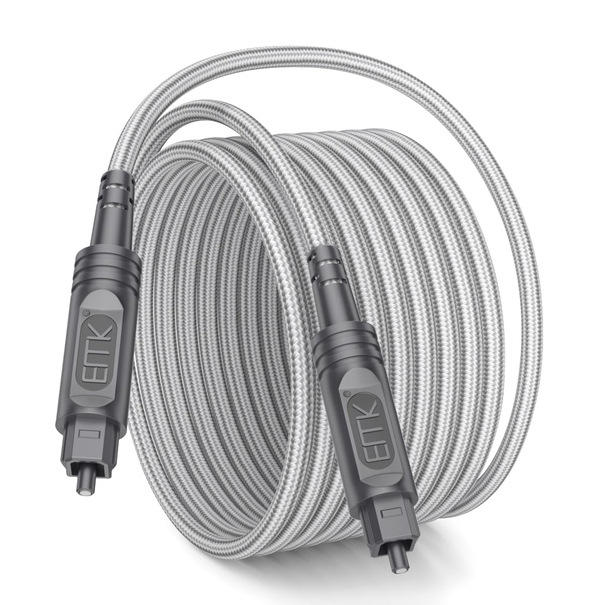 EMK 26Ft Digital Optical Audio Cable Toslink Cable - Fiber Optic Cord for Home Theater,Sound bar,TV,Gaming Console,Musical
