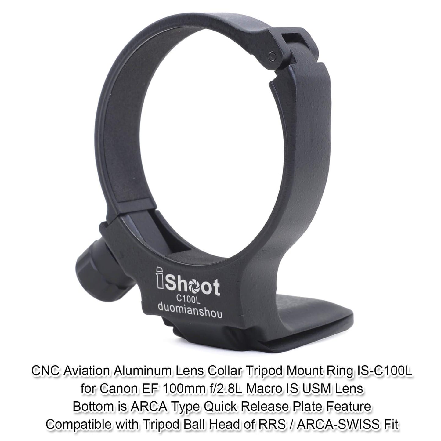 iShoot CNC Machined Diameter 68mm Tripod Mount Ring Lens Collar for Canon EF 100mm f/2.8L Macro IS USM Lens, Built-in 55mm Quick Release Plate