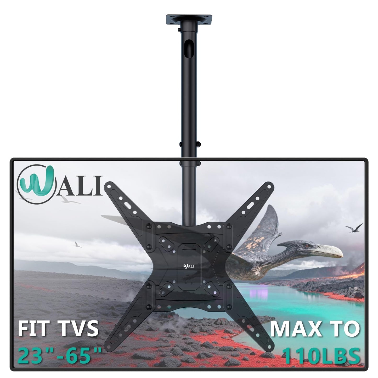 WALI Ceiling TV Mount Adjustable Bracket Fits Most LED, LCD, OLED and Plasma Flat Screen Display 23 to 65 Inch, up to 110 Lbs, Mounting Holes