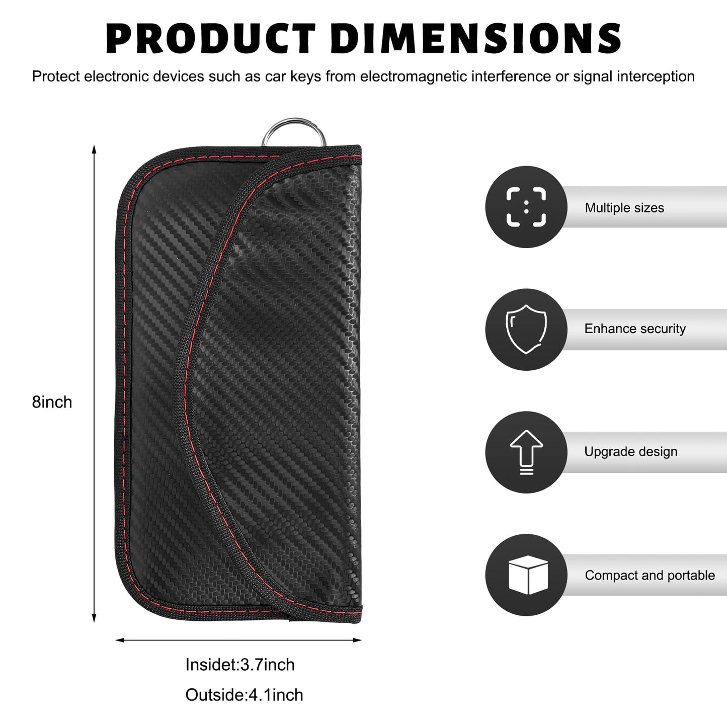 Pxobiug 2 PCS Faraday Pouch for Car Keys, Anti-Theft Key Fob Protector Faraday Bag with Sticky Fastener, Anti-Hacking Carbon Fiber RFID Signal