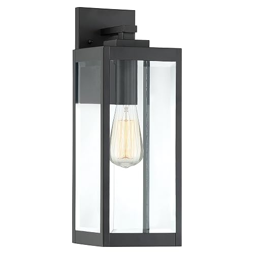 Quoizel Westover 17" Outdoor Wall Sconce, 1-Light Earth Black with Clear Beveled Glass, E26 Base, Wet Rated