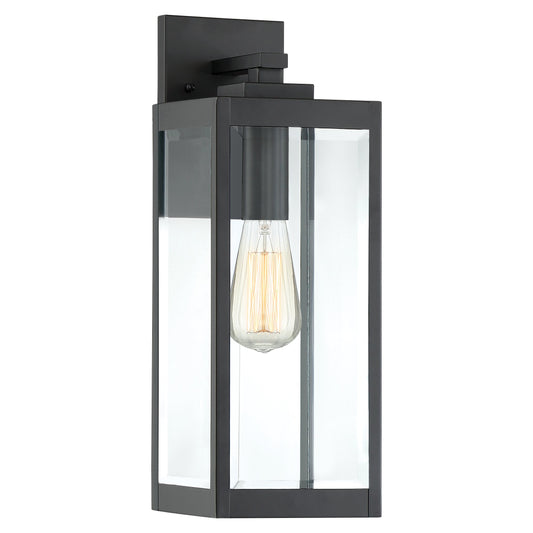 Quoizel Westover 17" Outdoor Wall Sconce, 1-Light Earth Black with Clear Beveled Glass, E26 Base, Wet Rated