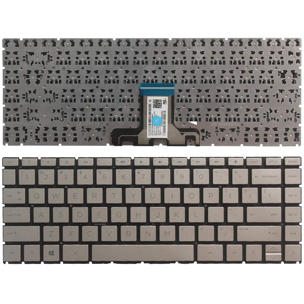 New Laptop Replacement Keyboard Fit HP Pavilion 14-CE 14-CE0064ST 14-CE0068ST 14-CE0008CA US Layout (Golden No Backlight)