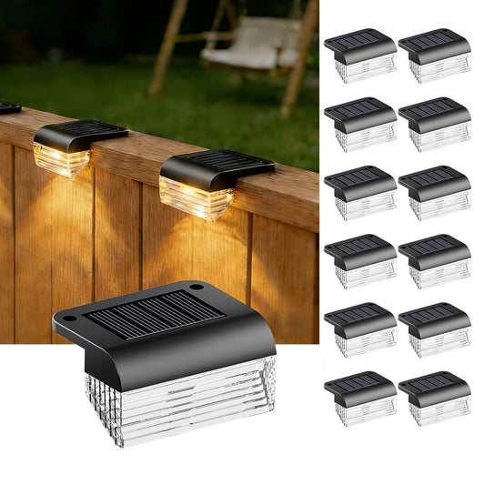 Srtyuo Solar Fence Lights Outdoor - 12 Pack Deck Lights 3000k Fence Lights Solar Powered, IP55 Waterproof Step Light for Patio, Yard, Backyard, Garden