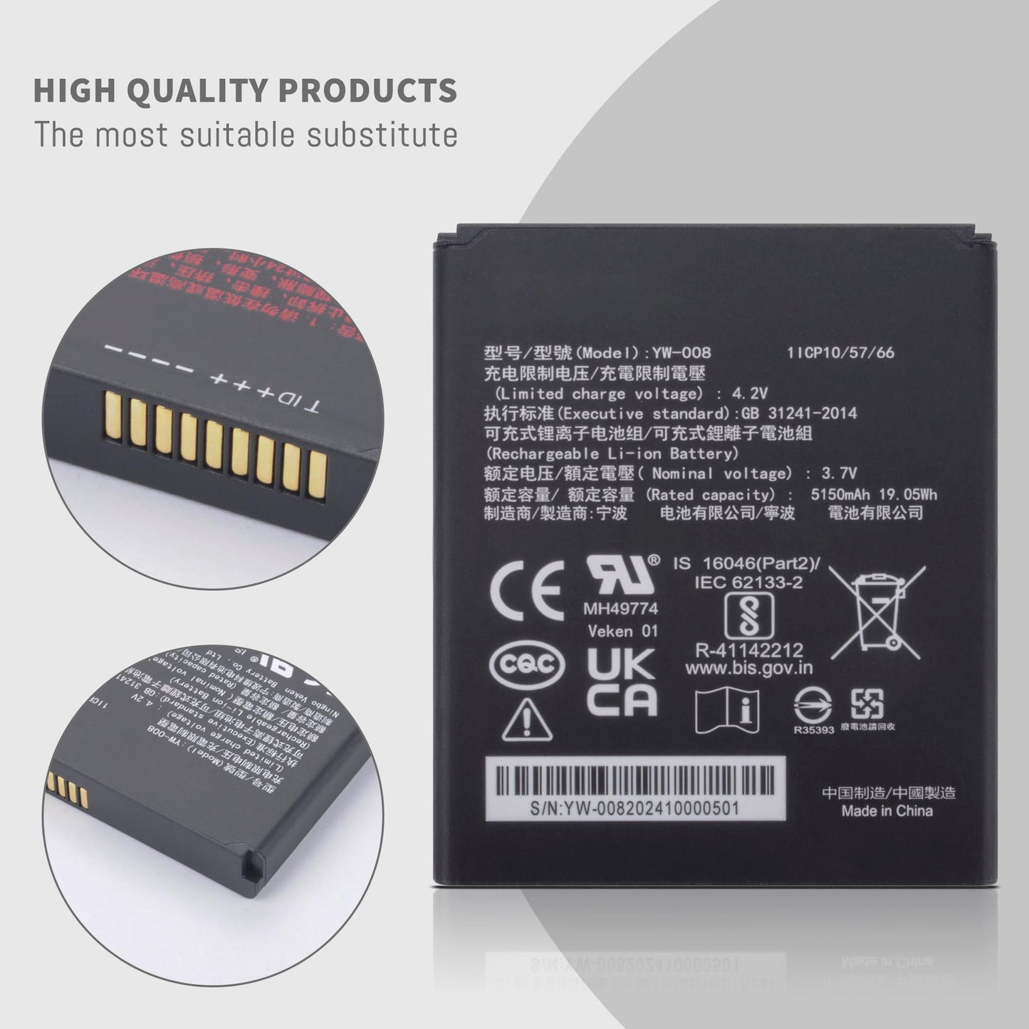 DFTIM YW-008 Battery for VEKEN Pax A920 Pro YW-008 Battery with High-Performance Capacity 3.7V 5150mah/19.05Wh 1ICP4/57/66 Upgraded Version New…