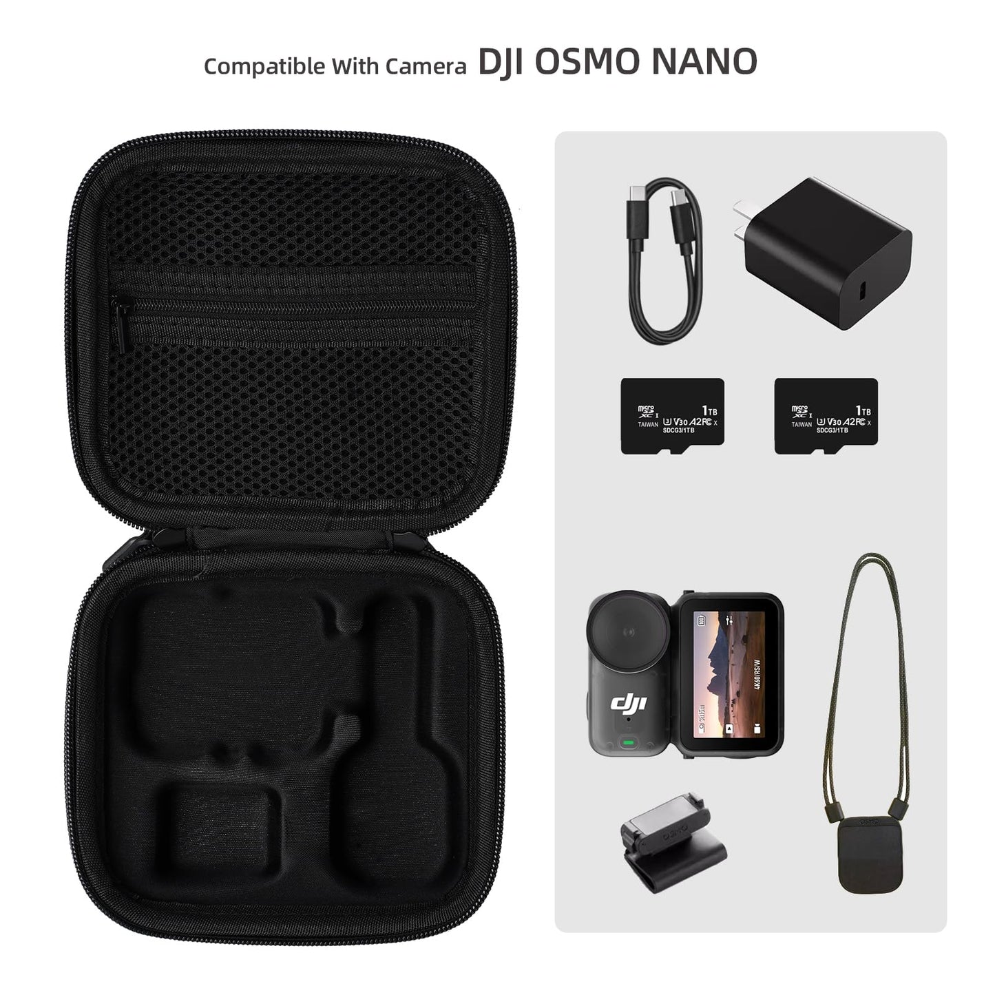 Carrying Case For DJI Osmo Nano: PU Leather Hard Shell Storage Bag for Full Accessories - Portable Vlog & Travel Organizer for Creators, Vloggers