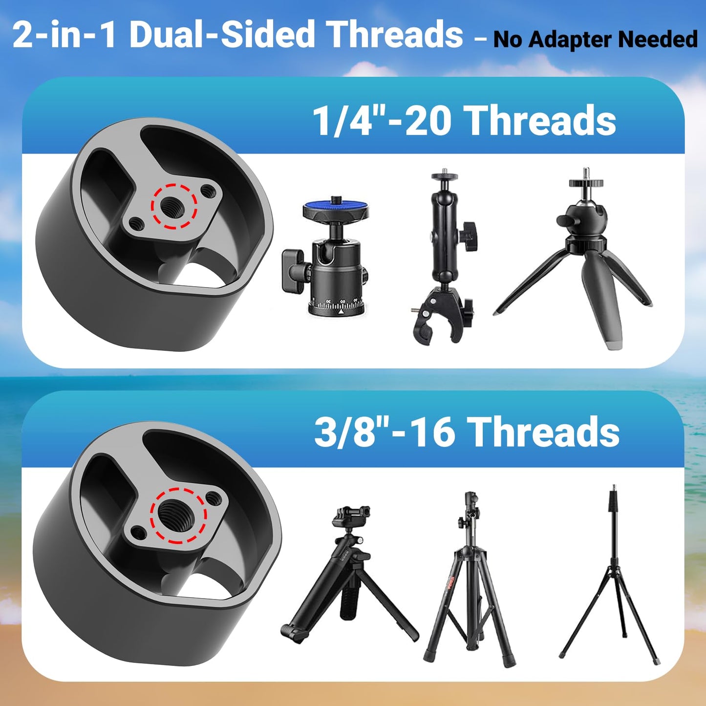 SOTOFY New Version Starlink Mini Tripod Adapter Mount, 2-in-1 Dual-Sided 1/4" & 3/8" Threads, Fit 2024/2025 Star Link Mini Pipe Adapter & Flat Mount