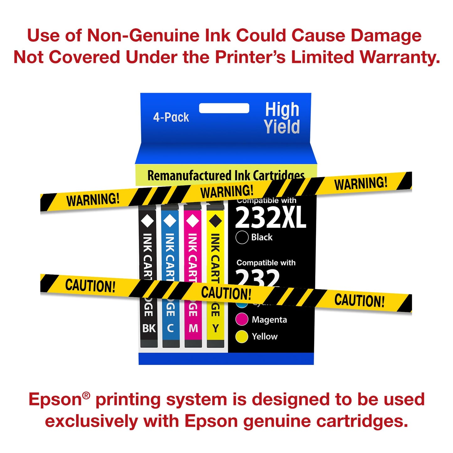 EPSON 232 Claria Ink High Capacity Black & Standard Color Cartridge Combo Pack (T232XL-BCS) Works with WorkForce WF-2930 ,2950 and Expression XP-4200
