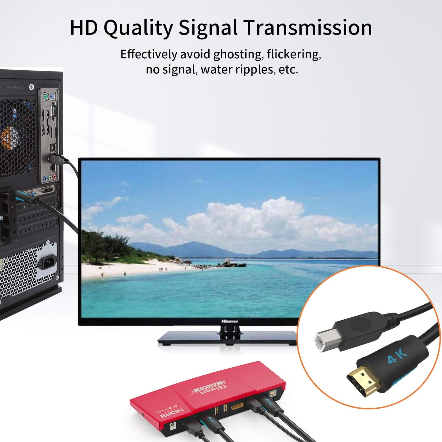 TESmart KVM Switch 2 Monitors 2 Computers 4K@60Hz