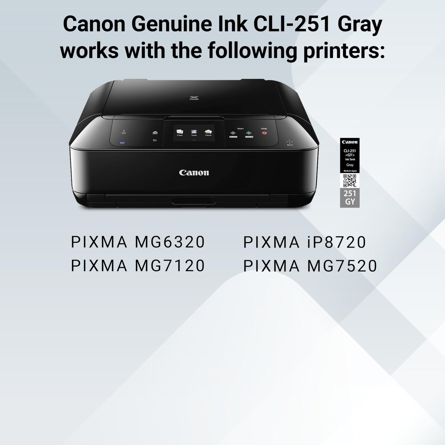 Canon CLI-251 Genuine Gray Ink Tank, Compatible with MG6320, MG7120, iP8720, and MG7520 Printers