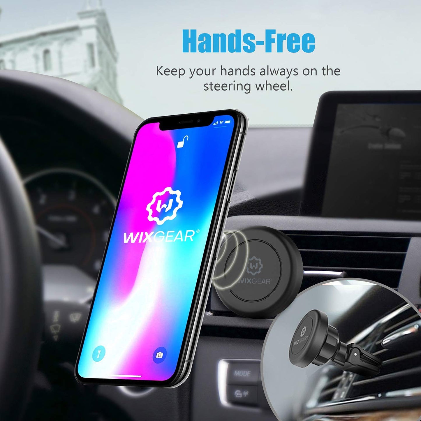 WixGear Universal Twist-Lock Air Vent Magnetic Car Mount Holder for Cell Phones with Fast Swift-snap Technology - Supports Devices up to 14oz