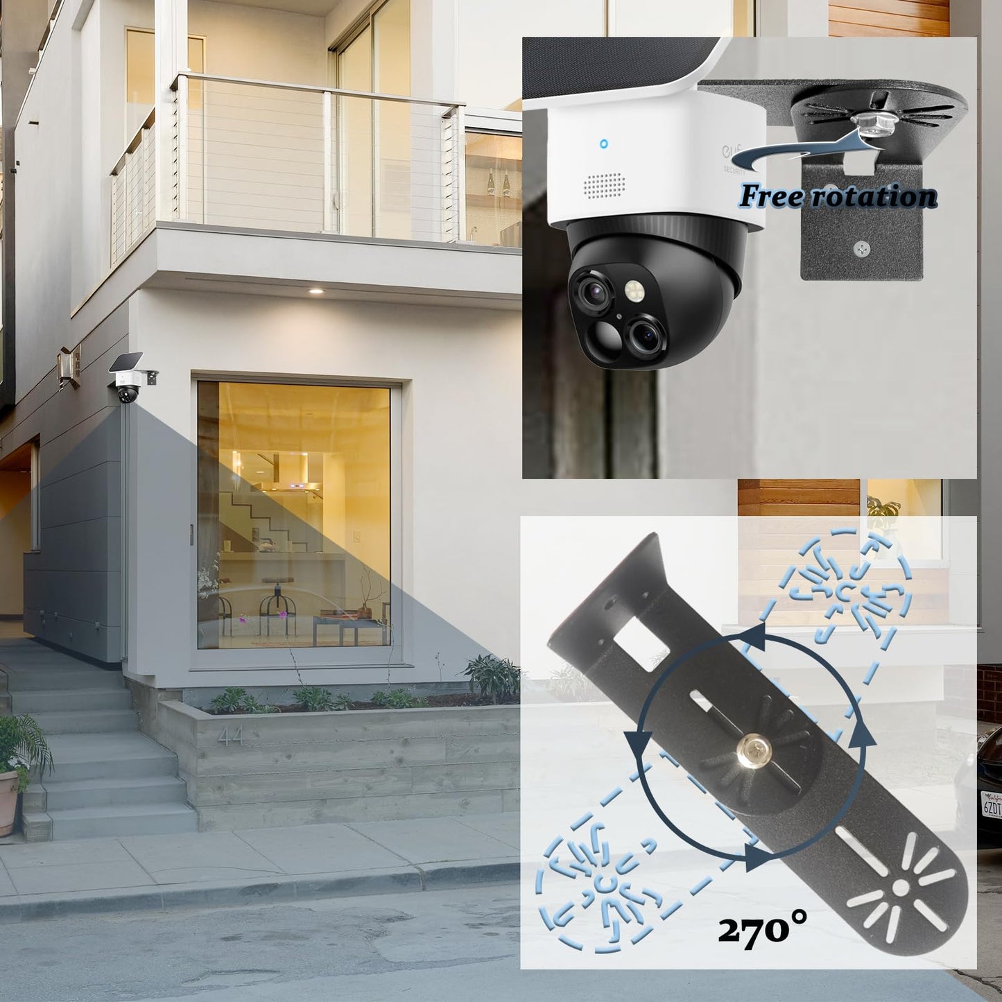 2PC Adjustable Corner Mount Bracket Compatible for Eufy Security SoloCam S340, Maximum Coverage of 270° on Both Sides of The House,Extended Corners