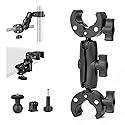 BRDRC Double Clamp Mount Umbrella Holder Camera Pole Bracket for Stroller Wheelchair Monitor Magic Socket Arm Desk Photo Studio Light Stand