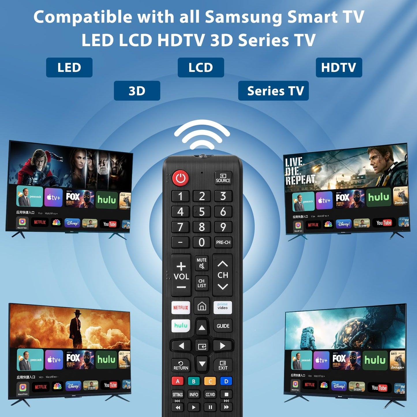 New Universal Remote Control for Samsung TV Remote, Compatible with All Samsung Smart TV, LED, LCD, HDTV, UHD, 3D Smart TVs Models, Series TVs
