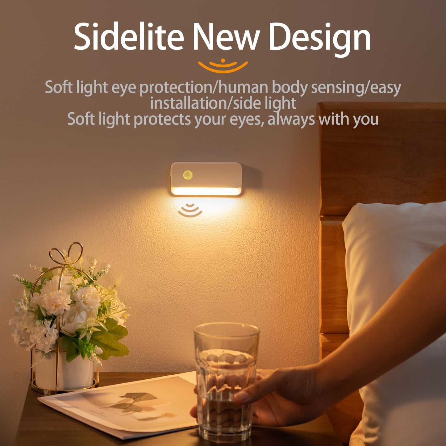 Valytime 6 Pack Motion Sensor Night Light, Rechargeable Stair Lights Indoor, Warm White Motion Sensor Light Indoor, Battery Operated Night Light