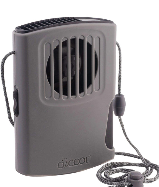 O2COOL Deluxe Misting Necklace Fan Battery Powered Travel Gray