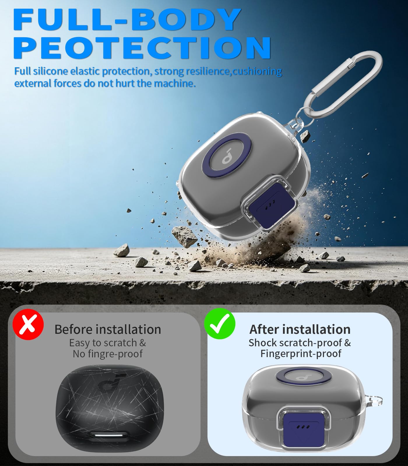 Upgrade Secure Lock for Anker Soundcore P31i Case Cover with Cleaner Kit, AGENTNANO Clear TPU Shockproof Protective Cover with Soundcore P30i by Anker