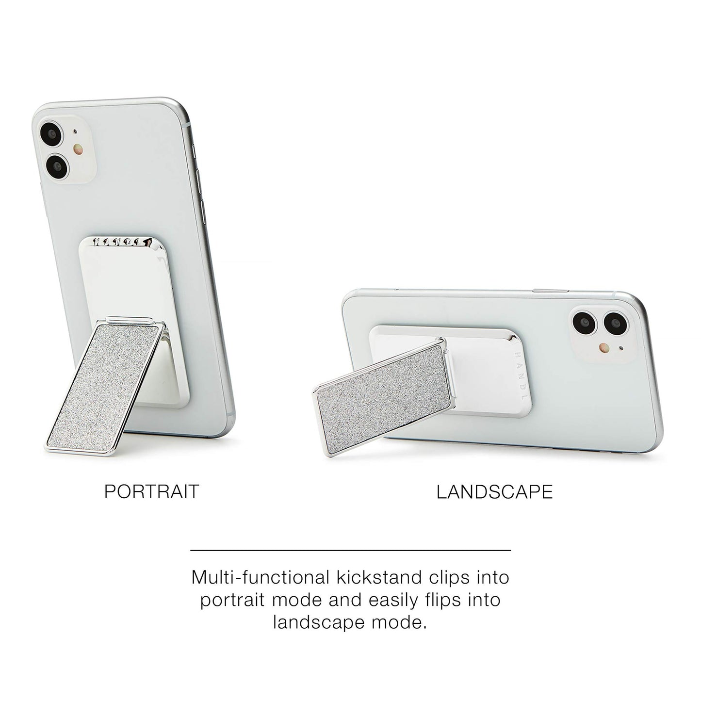HANDL New York Silver Glitter HANDLstick Silver Glitter Grip and Stand for Smartphone