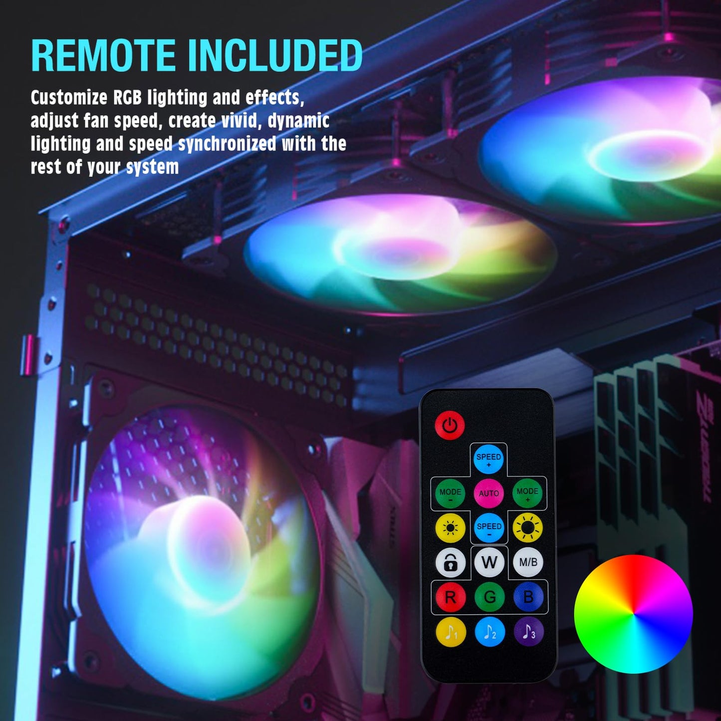 Vetroo 3-Pack Computer Case Fan 120mm Address RGB & PWM Cooling Fans High Performance with Controller Hub - Pink