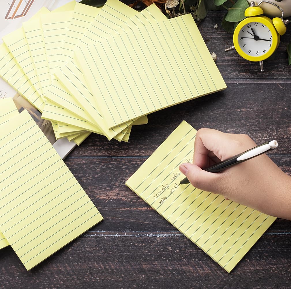 (6 Pack) Lined Sticky Notes 4x6 in,Yellow Large Notepads with Lines