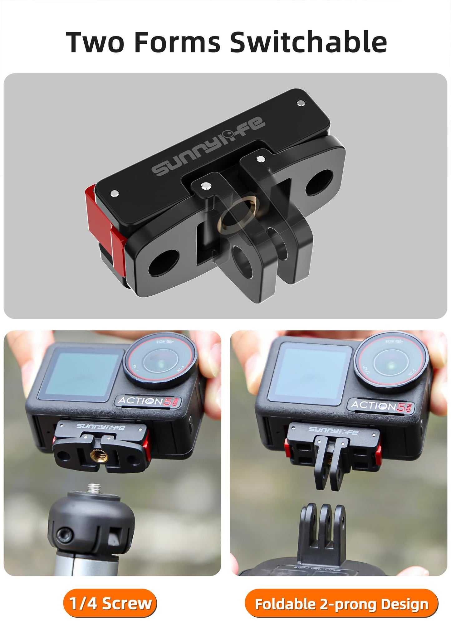 AILENICE Osmo Action 5 Pro Multifunctional Foldable Magnetic Mount Adapter for DJI Osmo Action 5 Pro/Action 4/3/ OSMO 360 Quick Release