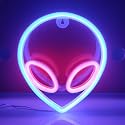 JYWJ Alien Neon Light,USB or 3-AA Battery Powered Neon Signs,LED Desktop Wall Decoration,Various Parties,Decoration Of Business Premises(Blue+Pink)