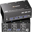 KVM Switch 3 Monitors 2 Computers 8K@60Hz, Camgeet HDMI Displayport KVM Switch Triple Monitor for 2 Computer Share 3 Monitor and 4 USB3.0