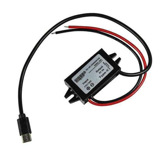 HQRP DC-DC Step Down Converter 12/24V to 5V 3A 15W with Type-C Male Connector Power Supply Adapter Compatible with Solar Panel, Car Charging…