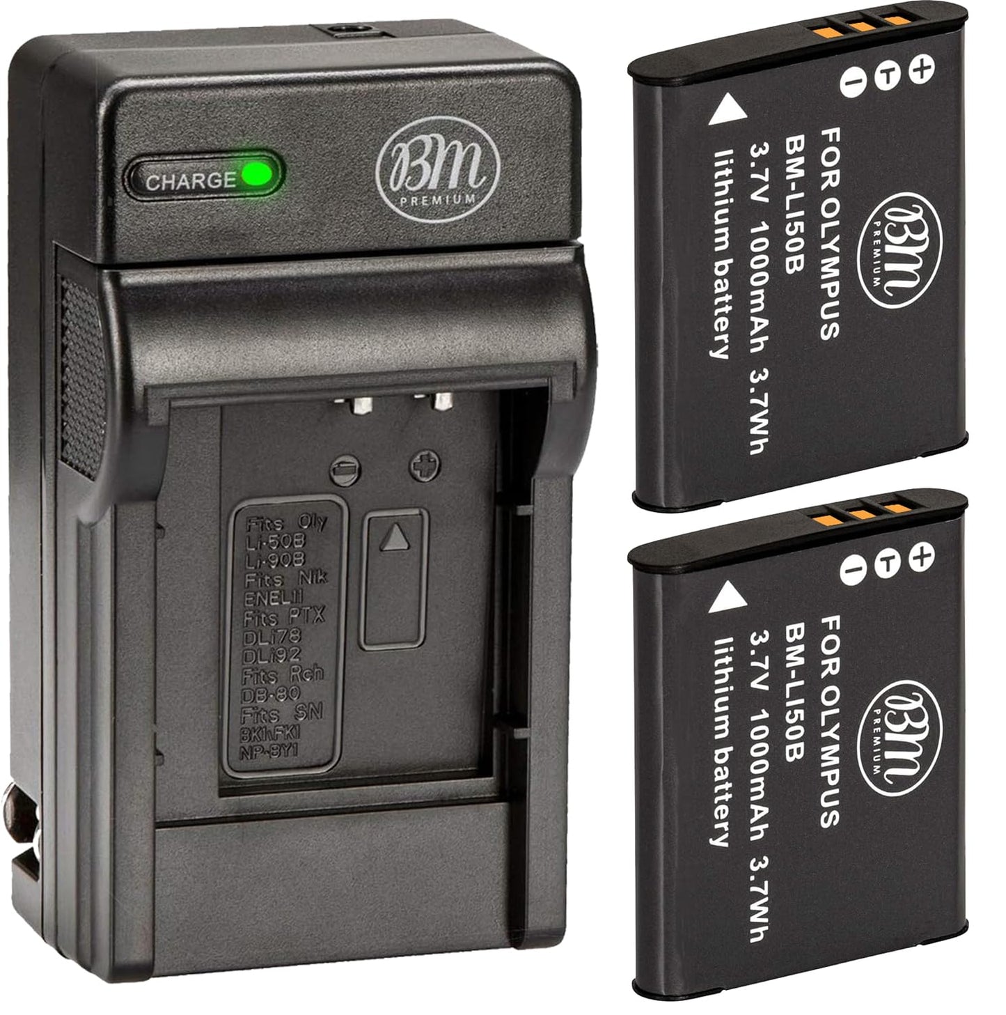 BM 2 LI-50B Batteries and Battery Charger for Olympus Stylus SH-25MR SZ-12 SZ-15 SZ-16 SZ-20 SZ-30MR SZ31MR TG-610 TG-630 TG-810 TG-820 TG-830 TG-850