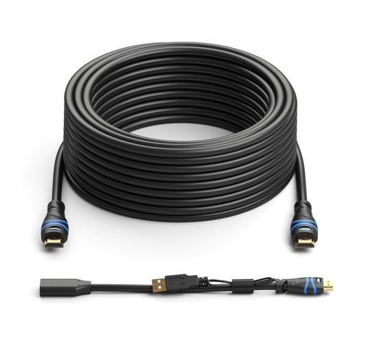 BlueRigger 4K HDMI Cable with Signal Booster (100FT, 4K 30Hz, in-Wall CL3 Rated) Long HDMI Cable - Compatible with Home Theatre, HDTV, Gaming