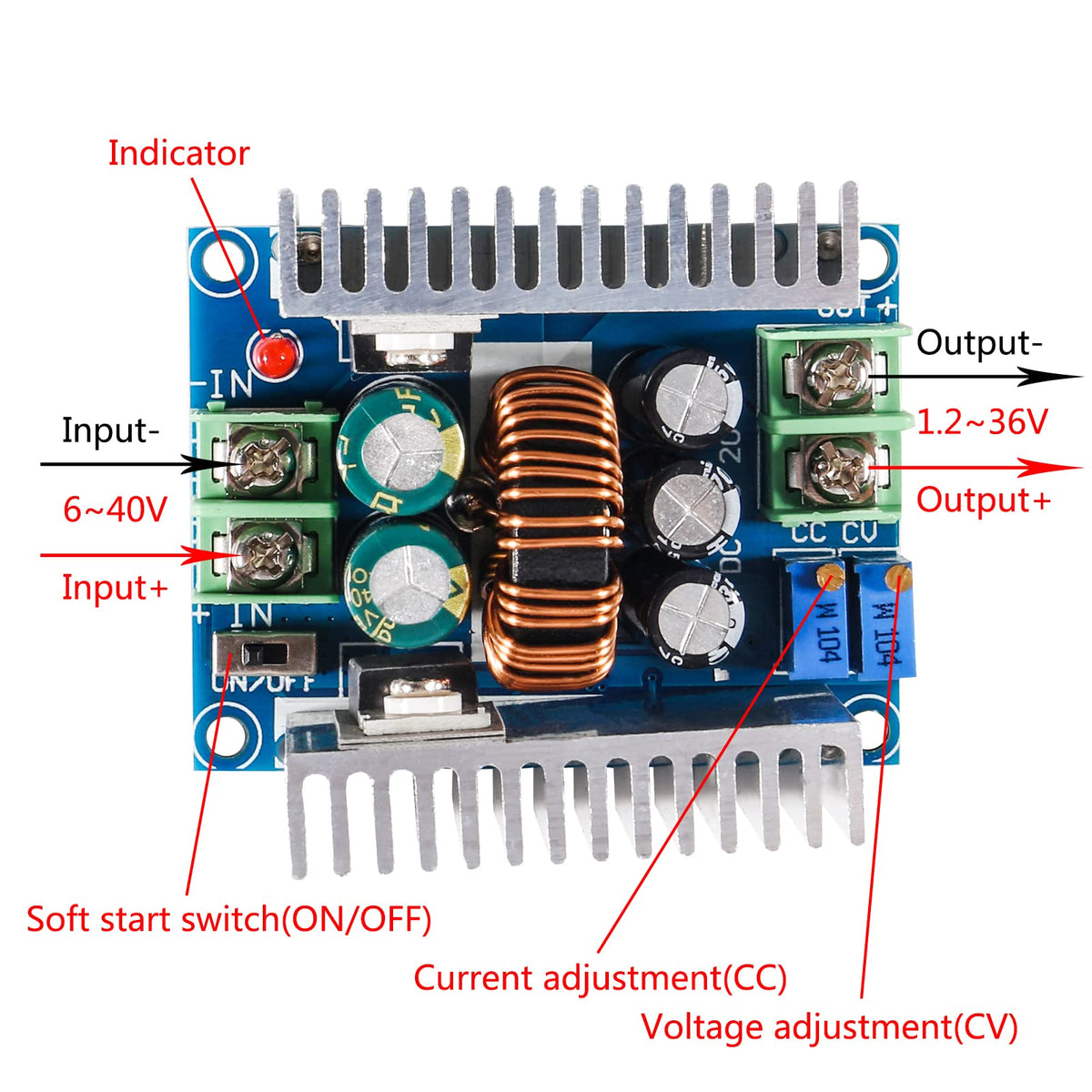 Diitao 3PCS Step Down Converter Module 20A 300W DC-DC Constant Current Adjustable Voltage Regulator Modules with Short Circuit Protection (6-40V…