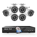 PANOOB NVR Security Camera System 5MP, 6pcs Outdoor Wired Bullet IP PoE Cameras w/Mic, AI Person Detection, 4K/8MP 8 Channel NVR with 2TB HDD, 110?