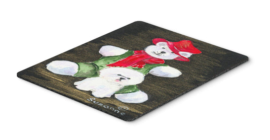 Caroline's Treasures SS8948MP Bichon Frise with Teddy Bear Mouse Pad, Hot Pad or Trivet for Home Office Gaming Working Computers Laptop Mouse
