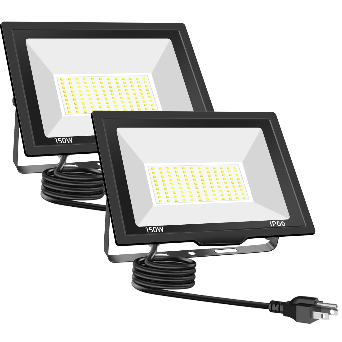Gopretty 150W LED Flood Lights Outdoor, 18000LM Bright Work Light with 5FT Plug, IP66 Waterproof Exterior Security Lights, 6500K Daylight White