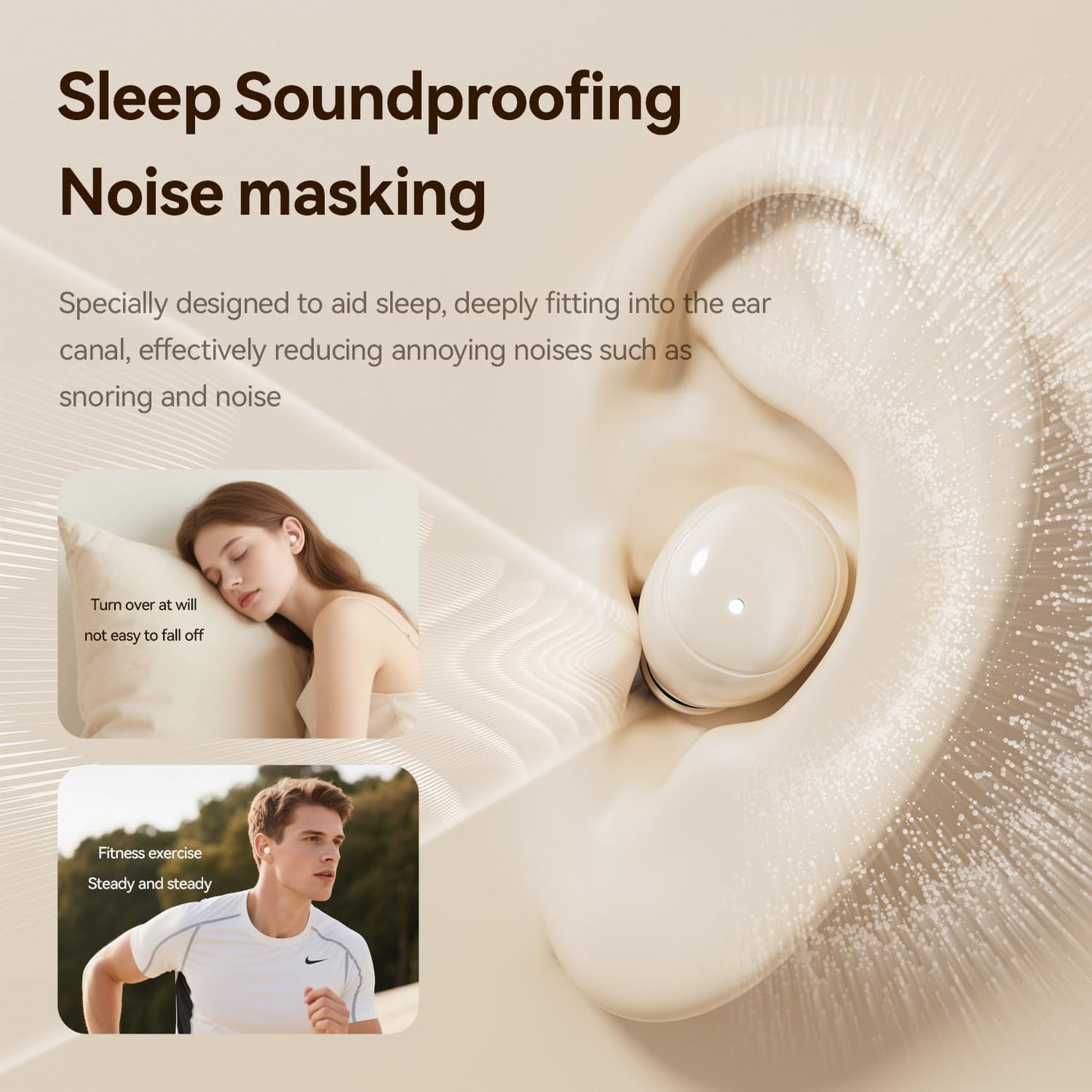 goazzzl Flat Sleep Earbuds for Side Sleepers, Invisible Mini Earbuds for Small Ear Canals, Bluetooth 5.4, 66H Battery, Noise Blocking, Waterproof, LED