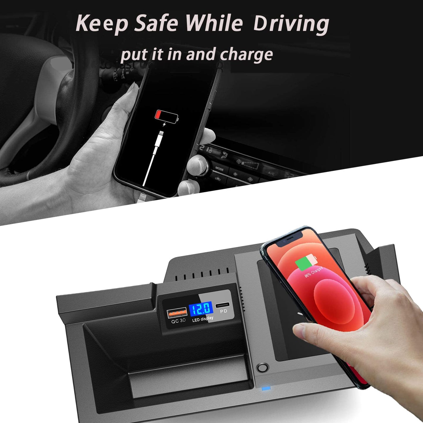 ZChan Car Wireless Charger Mount fit for Mazda CX5 2023 2022 2021 2020 2019 2018 2017,Output of 15W QC 3.0 Fast Charging Compatible