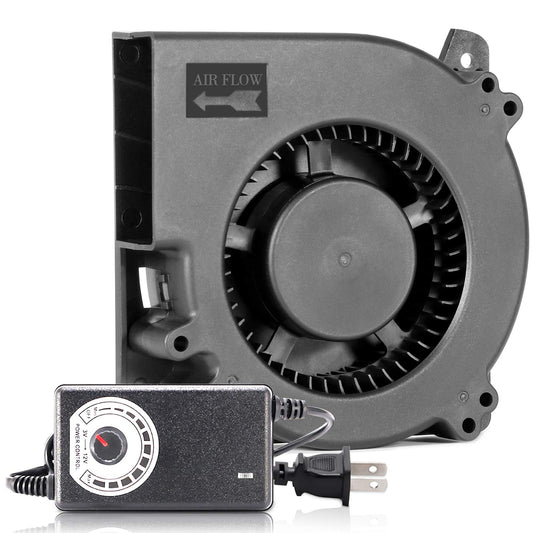 SXDOOL 120mm DC 12V Blower Cooling Fan, AC 110V 115V to DC 12V 2A Power Cord with Speed Controller,for Router Receiver DVR Xbox Modem AV Cabinet