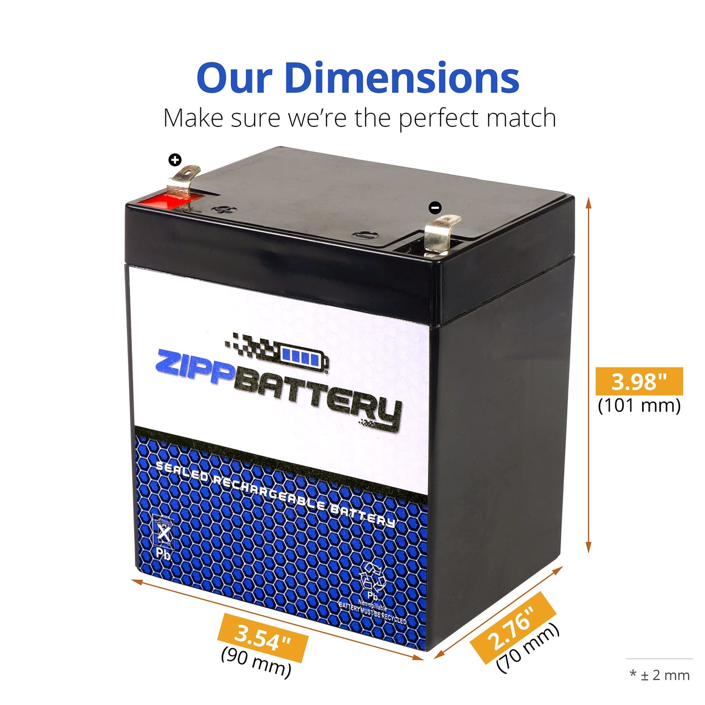 ZIPPBATTERY 12V 4.5AH Maintenance-Free Battery for Alarm Systems, Scooters, Toys, Emergency Lights, and More - Spade (F1) Terminal