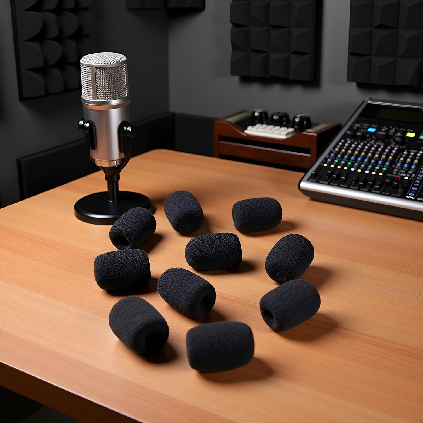 SquarezhenBo 10Pcs Black Microphone Headset Grill Windscreen Sponge Foam Mic Cover Price Black Wholesale Microphone Windscreens Microphones and