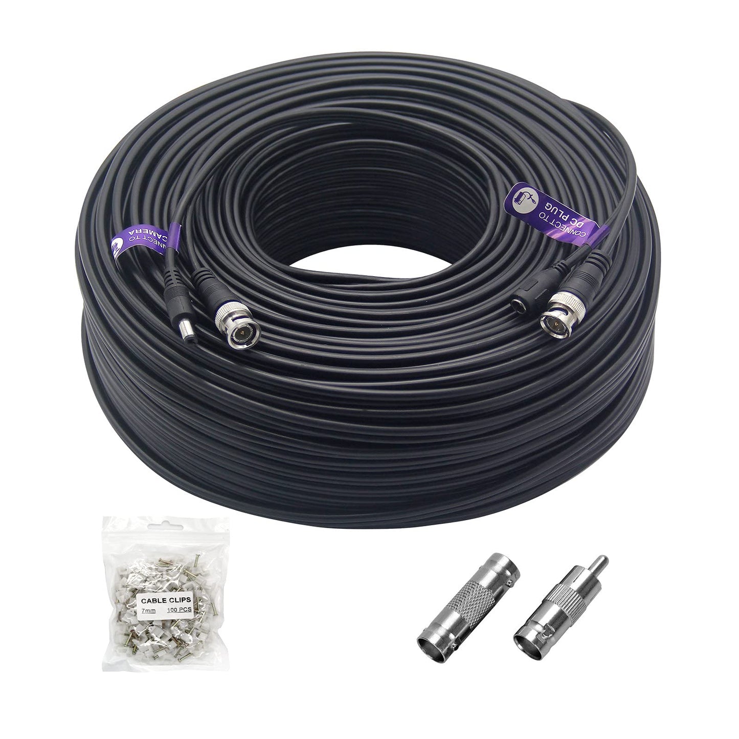 Anlink 300Ft (91 Meters) 4K 8MP 5MP 2MP 1080P BNC Video and Power Cable, Mini RG59 Wire for CCTV Security Camera Systems, with BNC Connector, RCA