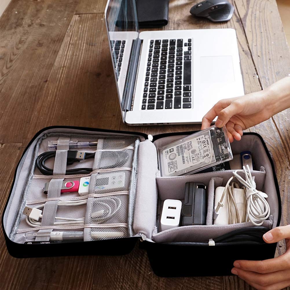 eMorevalue Travel Universal Digital Electronic Accessories Organizer Case Water Resistant Cable Storage Bag Gadget Tools Box Pouches Purse Phone Cord