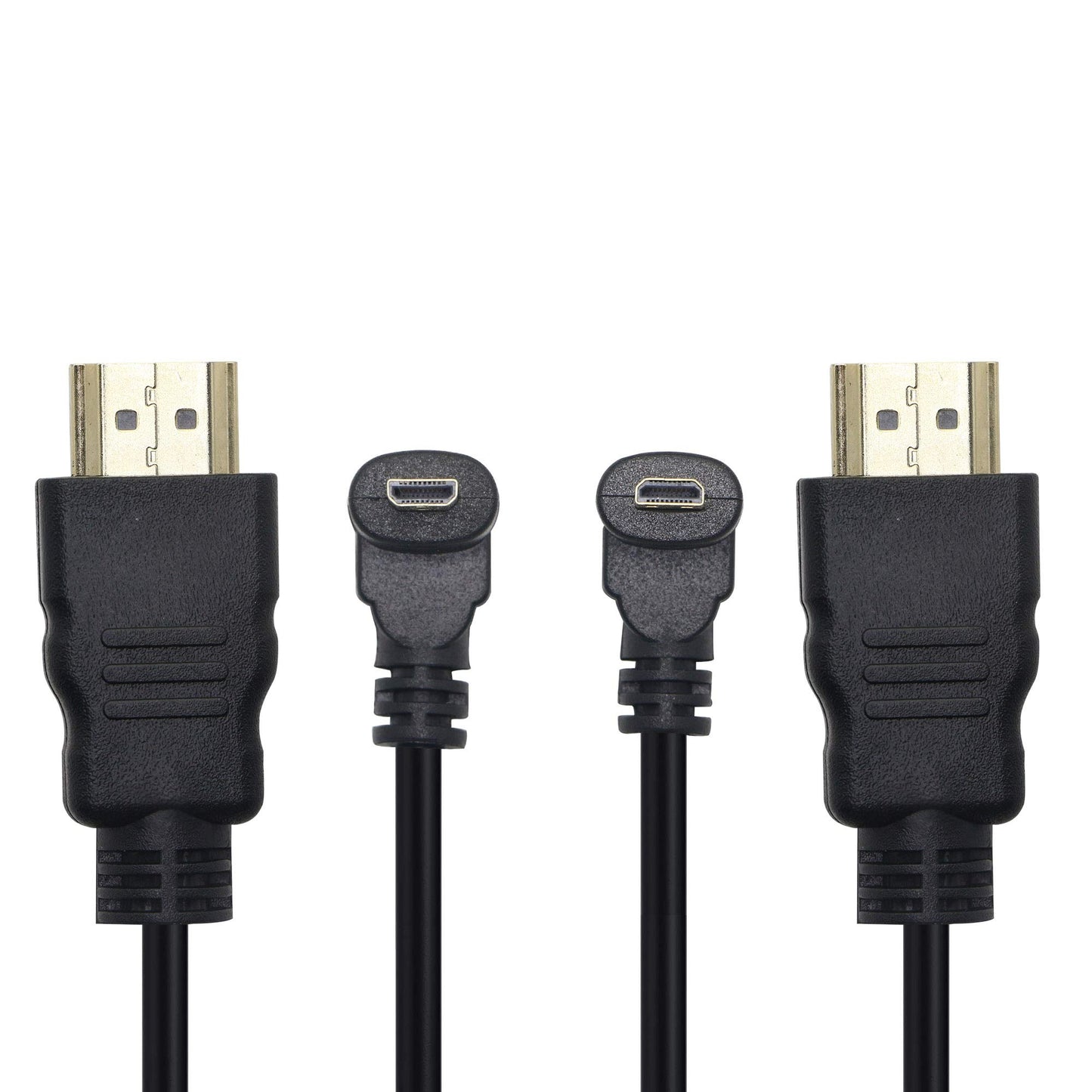 Micro HDMI Male to HDMI Male 50CM 90 Degree Angle Adapter (2Pack - Up & Down Angle) - Supports 3D, 4K, 1080P, Ethernet, Audio Return