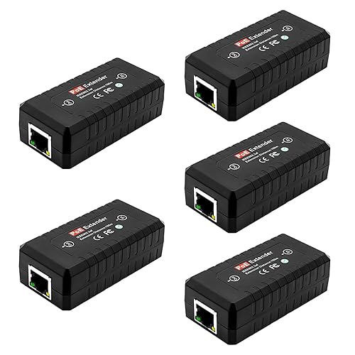 5-Pack PoE Extender Kit - 1-Channel Ethernet Passthrough Switch, for 10/100Mbps Networks, Complies with IEEE 802.3af, Supports Daisy Chaining up