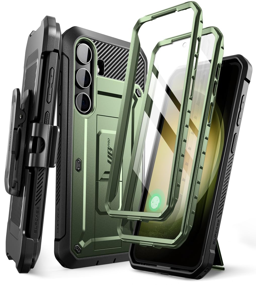 SUPCASE for Samsung Galaxy S24 Case with Stand [2 Front Frames] [Built-in Screen Protector & Belt-Clip] [Military-Grade Protection] Heavy Duty Rugged