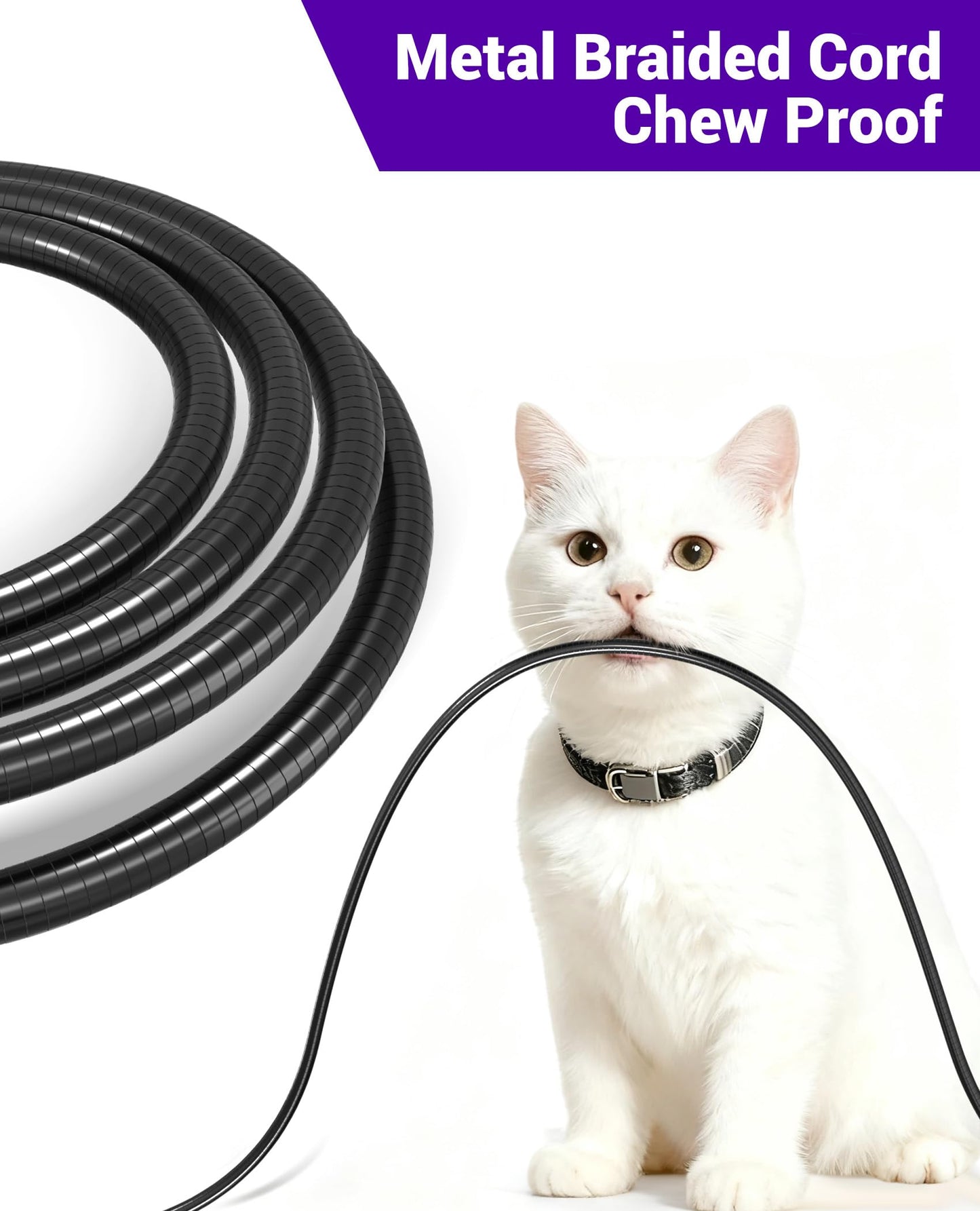 Metal USB C Cable Chew Proof Charging Cord, 6.6ft USB-C to USB-C Cord with PD 60W Fast Charging & Data Sync, Tangle-Free Dog Cat Chew Proof Phone