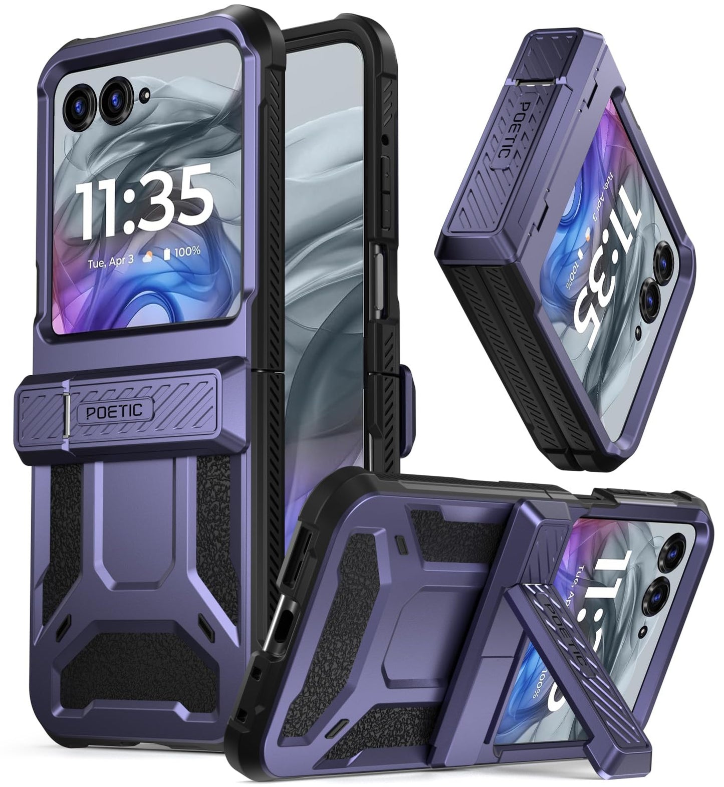 Poetic Spartan Case for Motorola Moto Razr 2024,[Kickstand][Hinge Protection][20FT Mil-Grade Drop Tested], Full-Body Rugged Shockproof Protective